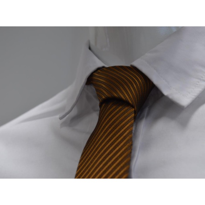 Краватка коричнева вузька в смужечку