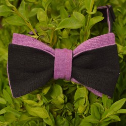 Краватка-метелик льняна двостороння (чорний;фіолетовий)