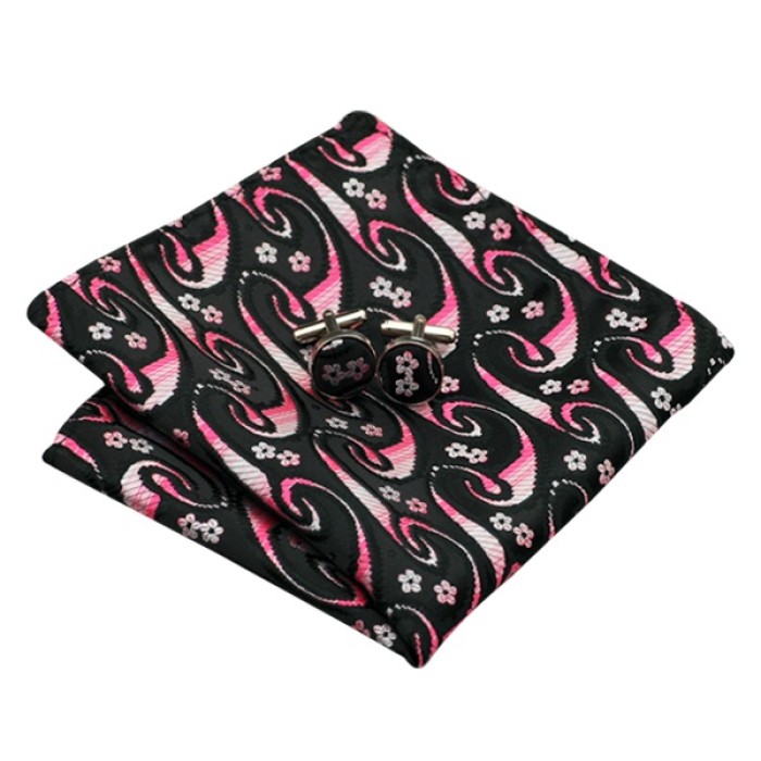 Подарочный набор черный с розовыми цветками