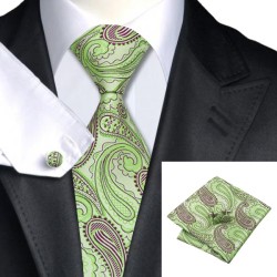 Подарочный галстук салатовый с баклажанным