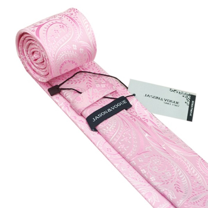Галстук розовый с белым в абстракциях + платок и запонки