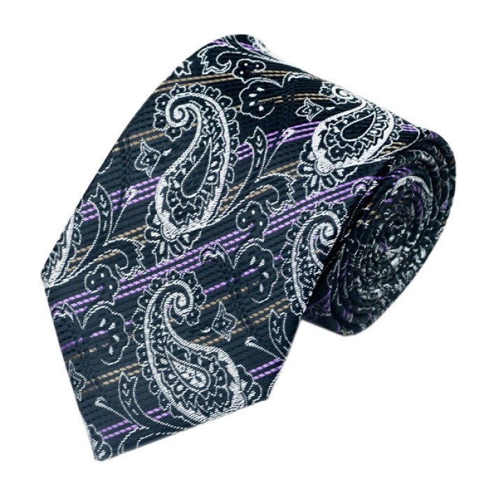 Краватка чорна з фіолетовим та білим