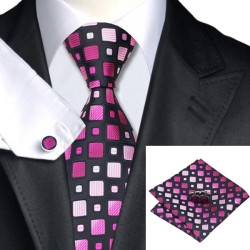 Краватка подарункова рожева з фуксією в кубик