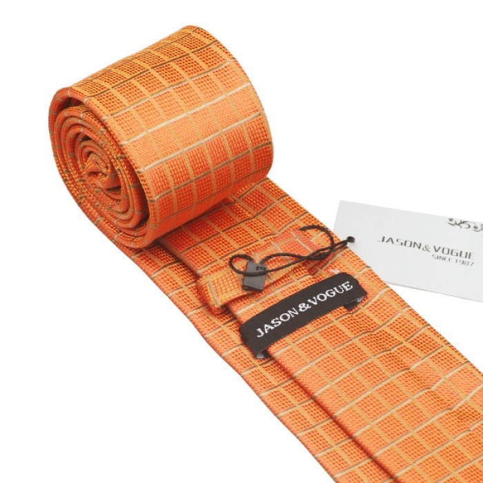 Подарункова краватка помаранчева у коричневу клітину