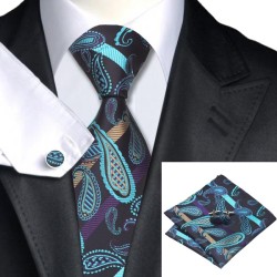 Подарункова краватка бірюзова з фіолетовими абстракціями