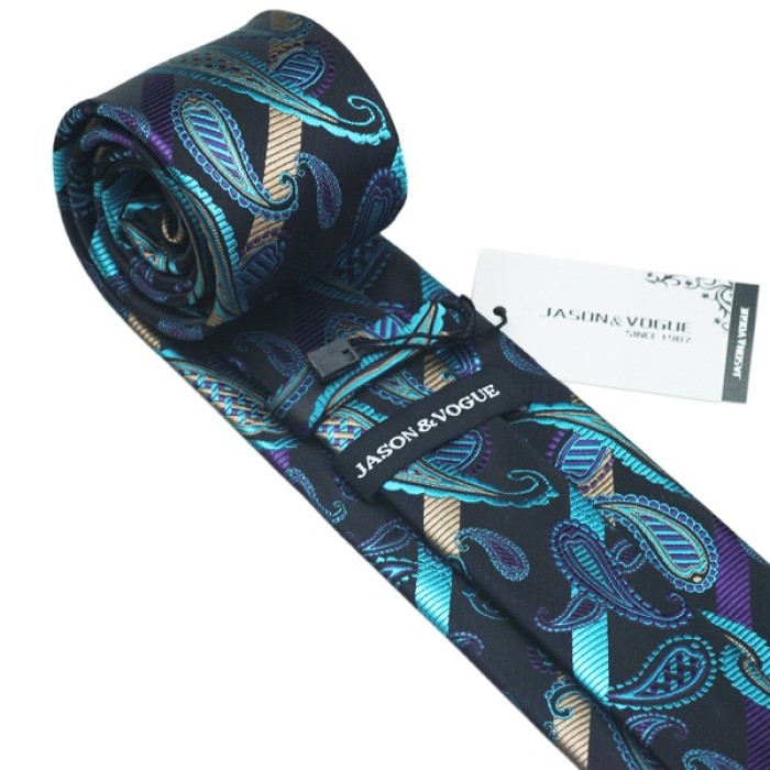 Подарочный галстук бирюзовый с фиолетовым в абстракциях