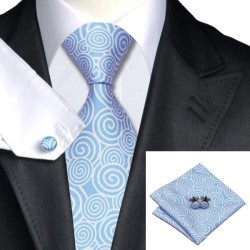 Краватка подарункова блакитна з білим