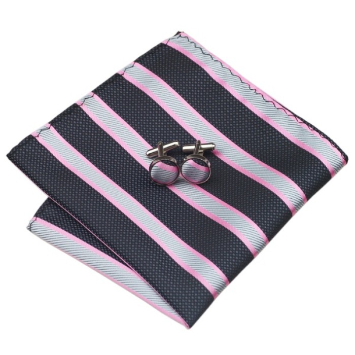 Краватка подарункова сіра в рожеву смужку
