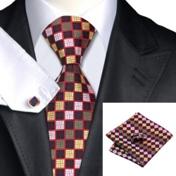 Подарункова краватка в різнокольоровий квадратик з червоним