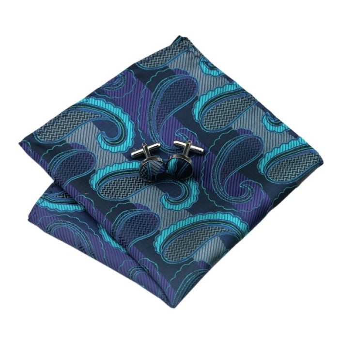 Подарункова краватка бірюзова з фіолетовим у абстракції 01