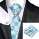 Подарочный галстук голубой с синим и лимонным
