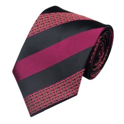 Краватка з платком і запонками у вишневу смужку