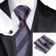 Подарочный галстук темно-серый с фиолетовыми полосками