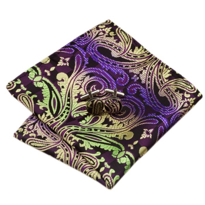 Подарочный галстук фиолетовый с салатовым