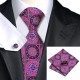 Краватка фуксія з коричневим і фіолетовим + платок та застібки