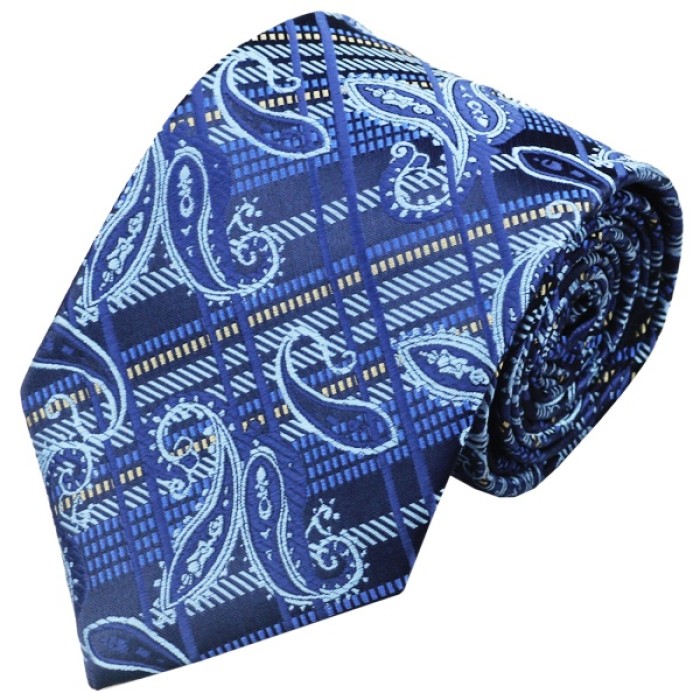Подарочный галстук синий в полоску и абстракцию