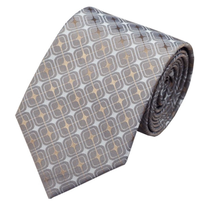 Подарочный галстук серый с коричневым отливом