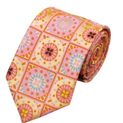 Помаранчева краватка з запонками та хусткою