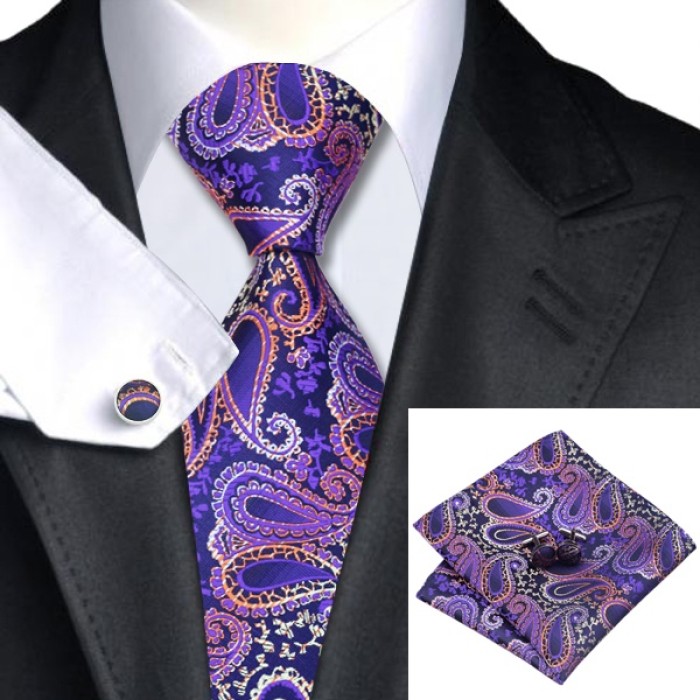 Подарункова краватка запально-фіолетова в узорах
