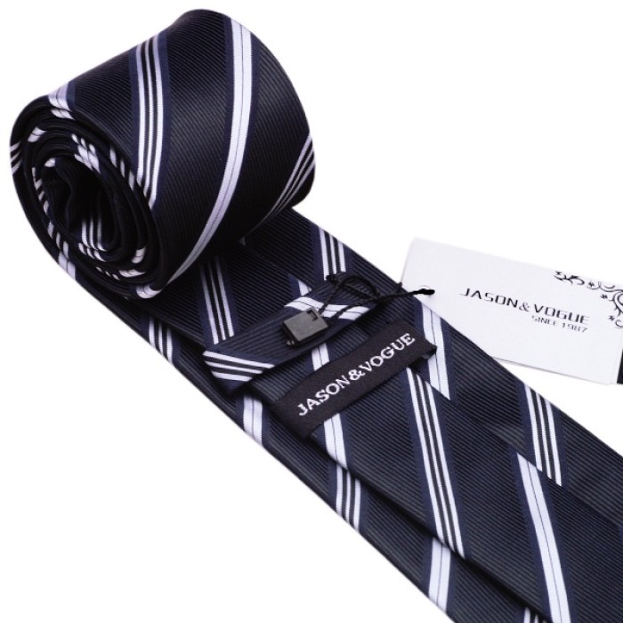 Краватка темно-синя в сіру смужку