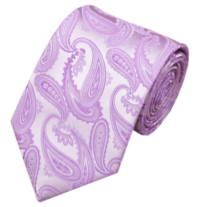 Краватка світло-фіолетова з абстракціями +запонки та хустка