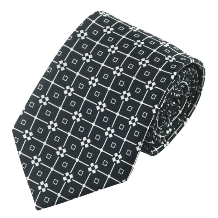 Набор галстук черный с белыми в узорах