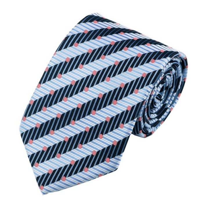 Подарункова краватка голуба в смужку та горох