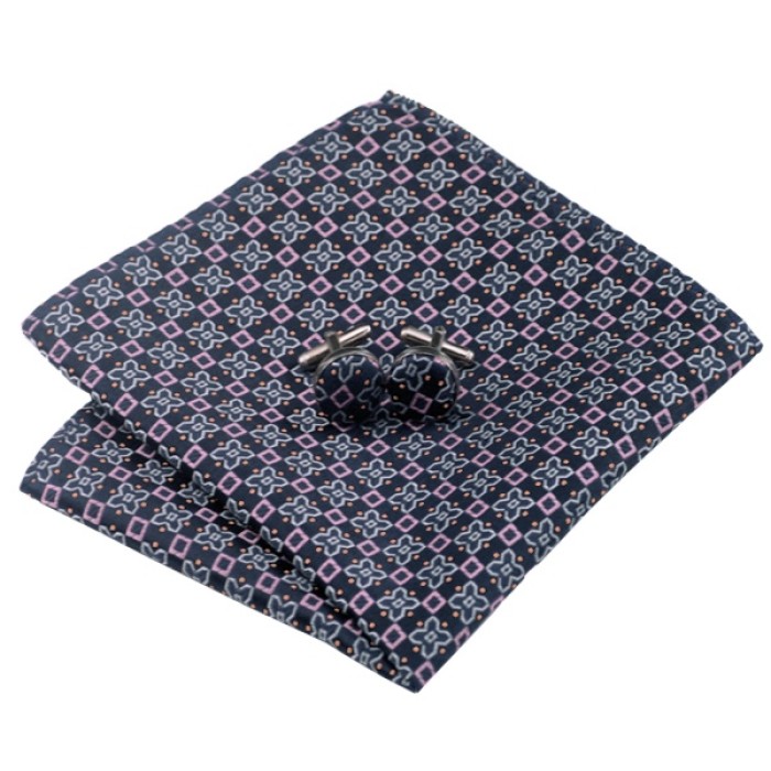 Подарункова краватка темно-синя з рожевим