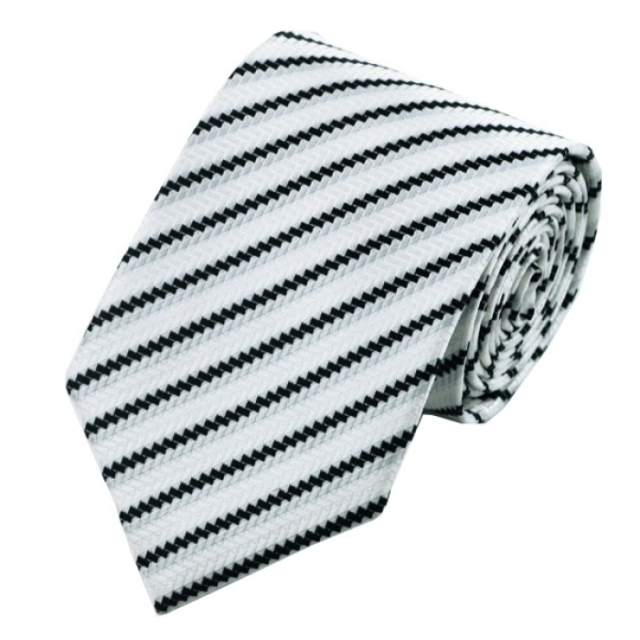 Краватка подарункова чорно-біла в смужку