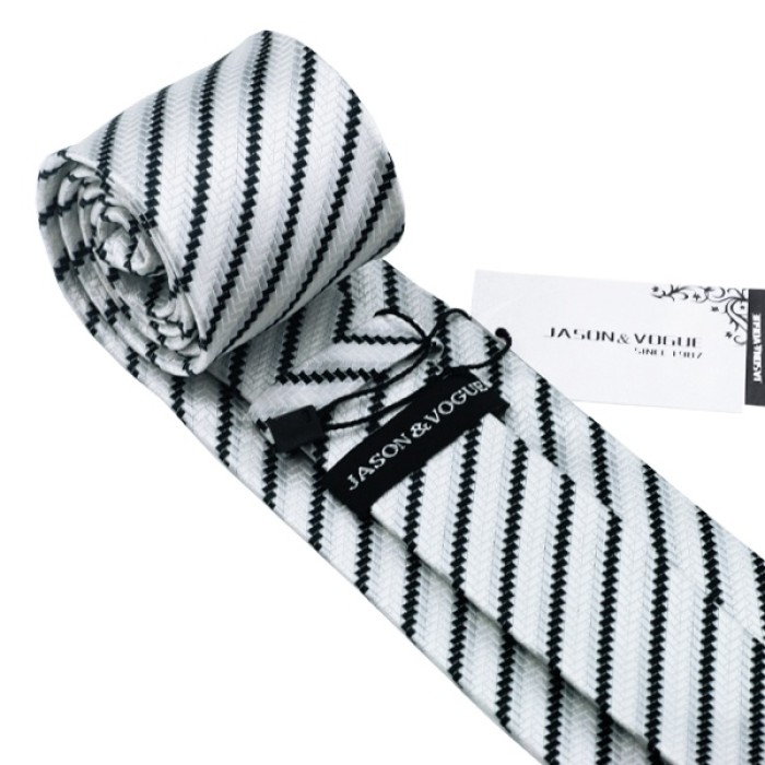 Краватка подарункова чорно-біла в смужку