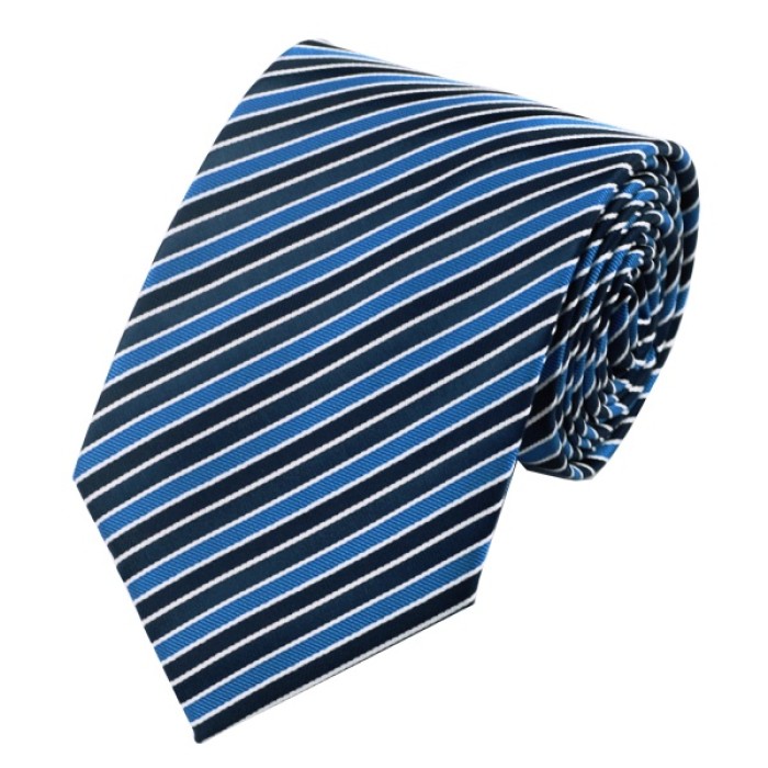 Подарочный галстук с оттенками синего и белым в полоску