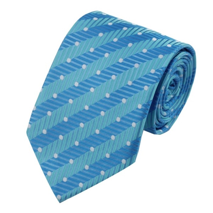 Краватка подарункова в блакитний з бірюзовим в смужку