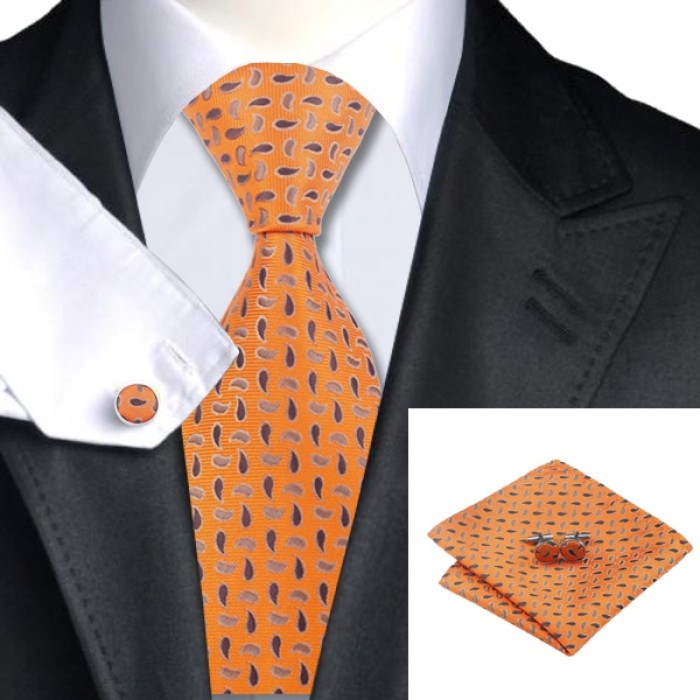 Подарункова краватка помаранчева у коричневу крапочку