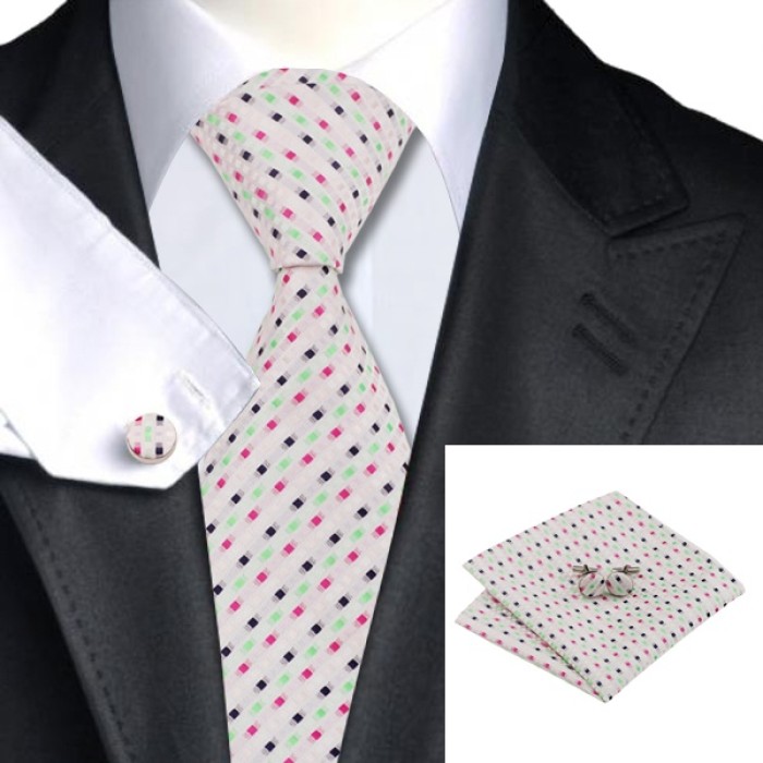 Подарочный галстук салатовый с розовым