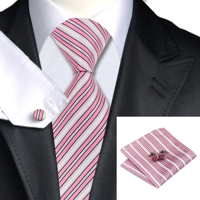 Подарунковий краватка в рожеву смужку з білим