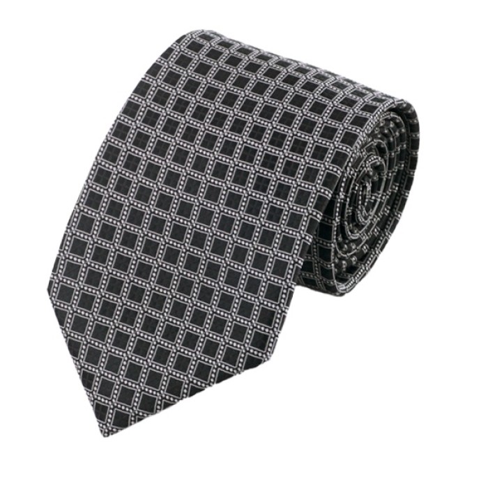 Краватка подарункова чорна з білим в квадратик