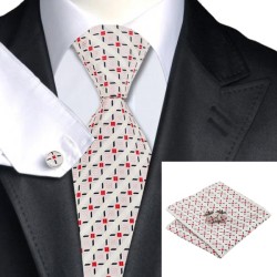Подарочный галстук белый с красным узором