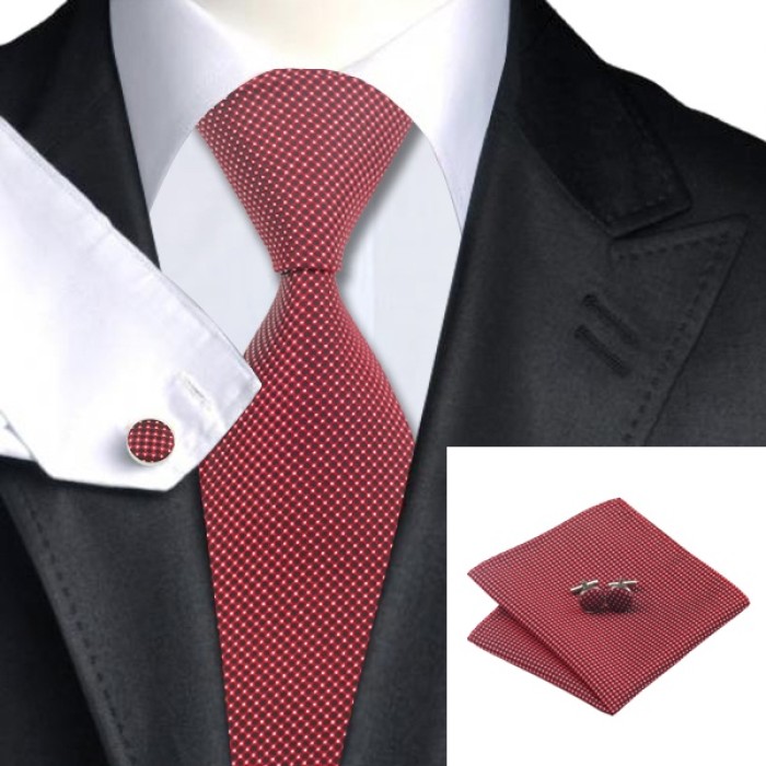 Подарочный галстук красный в однообразном узоре