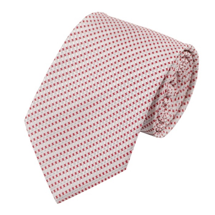 Подарочный галстук белый с красным в полоску