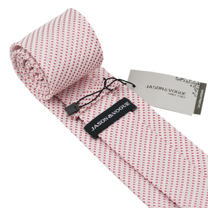 Подарочный галстук белый с красным в полоску