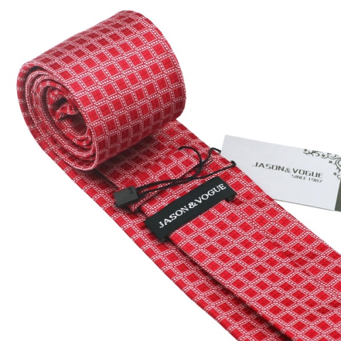 Подарочный галстук красный с белым в квадратик