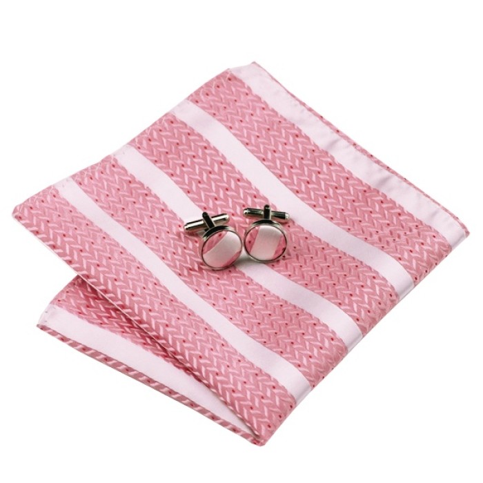 Подарункова краватка рожева з білим в полоску