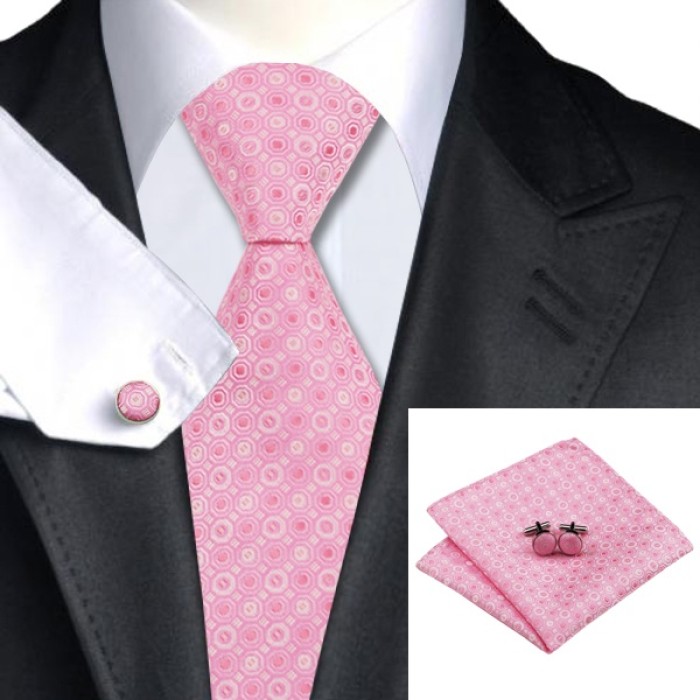 Подарункова краватка в рожевий горошок з білим