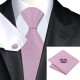 Краватка рожева з сірим + платок та запонки
