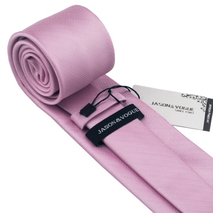 Краватка рожева з сірим + платок та запонки