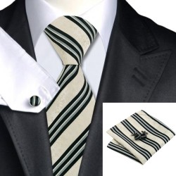Подарункова краватка айворі у чорну полоску