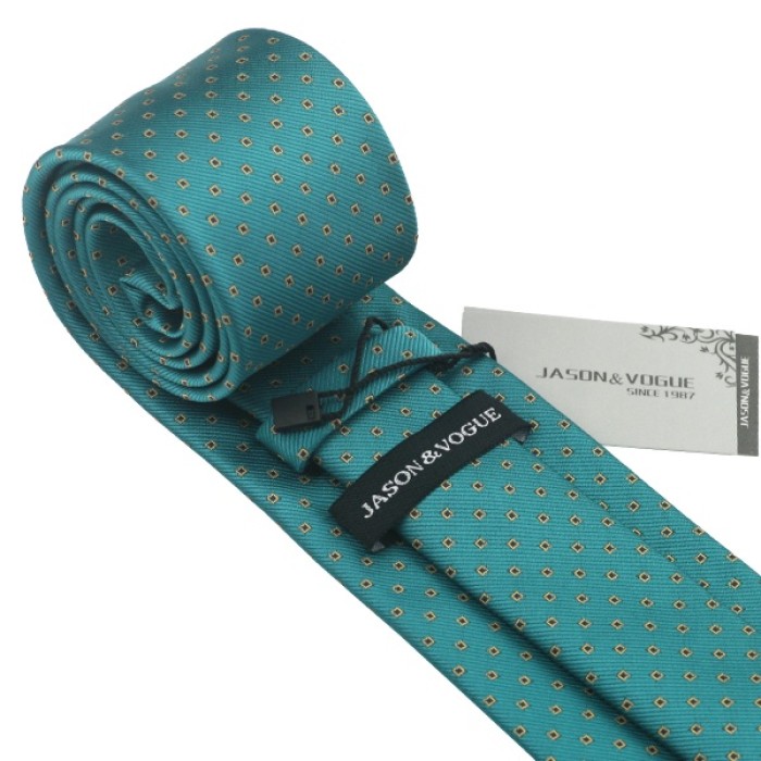 Краватка синьо-зелений в квадратик + платок і запонки