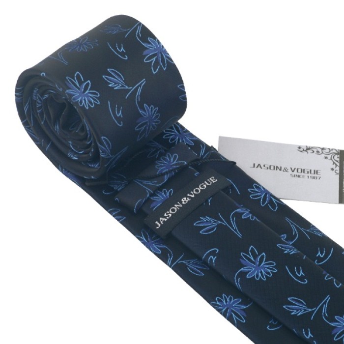 Подарункова краватка вишуканий темно-синій з квіткою