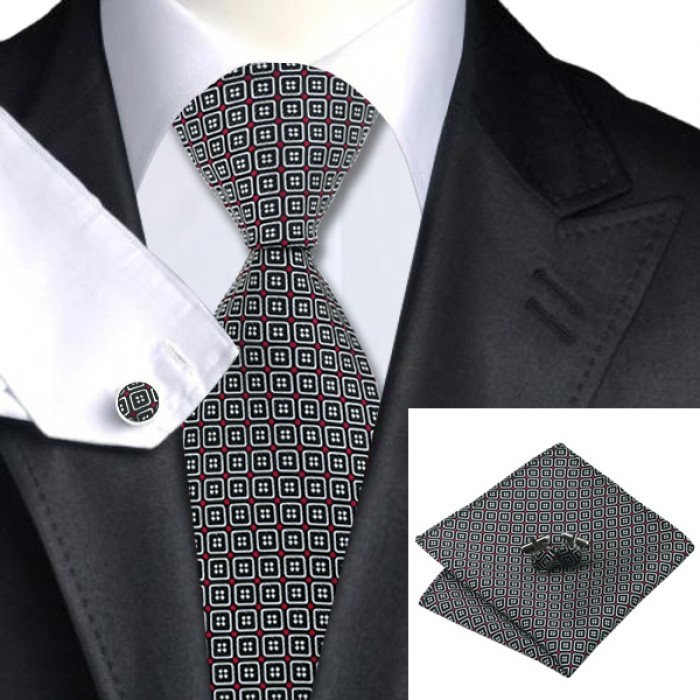 Подарочный галстук черный с красным