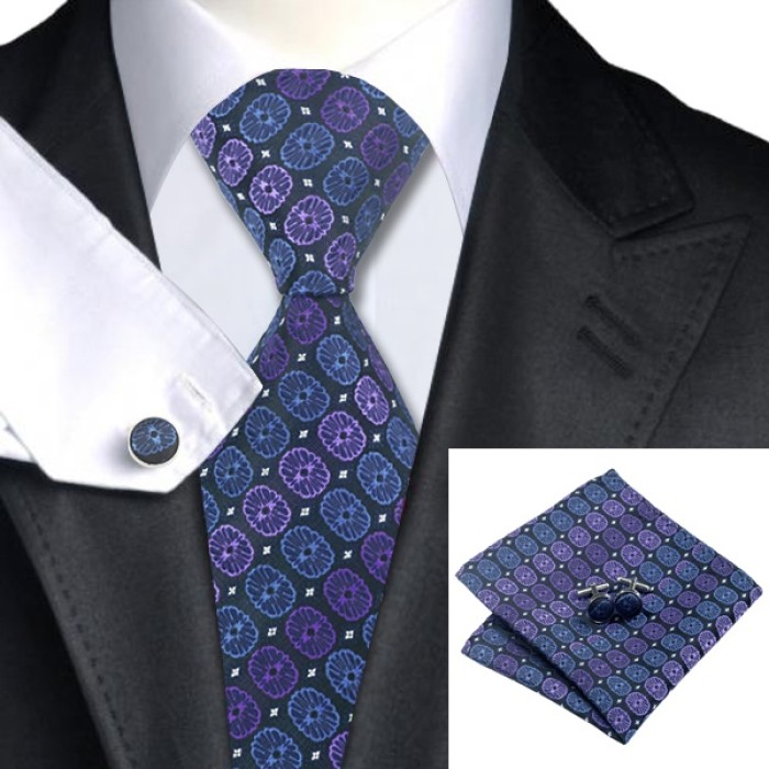 Краватка подарункова фіолетово-синя квітка